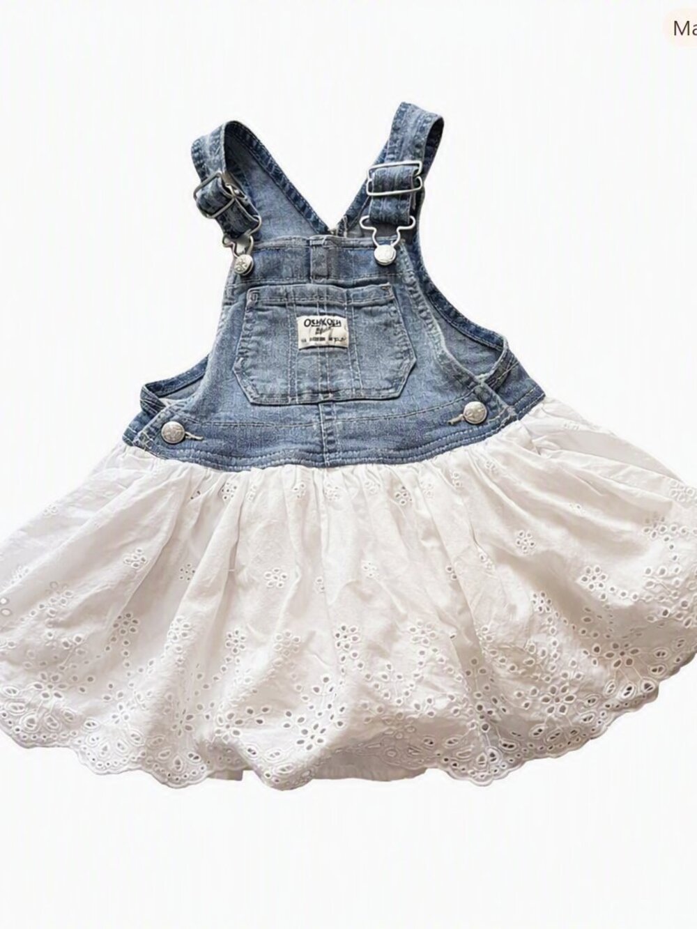 Osh Kosh Girls Denim Eyelet Jumper Dress Size 18 Months